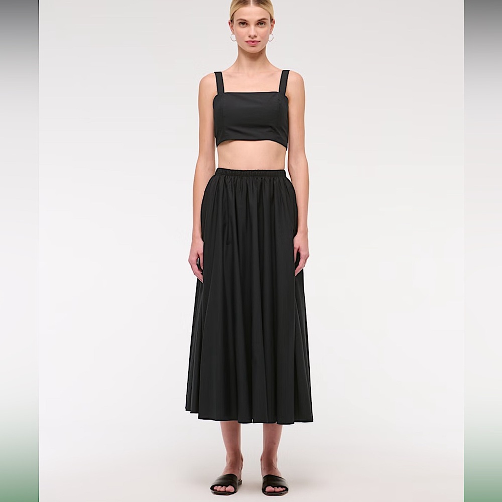 High rise black maxi skirt